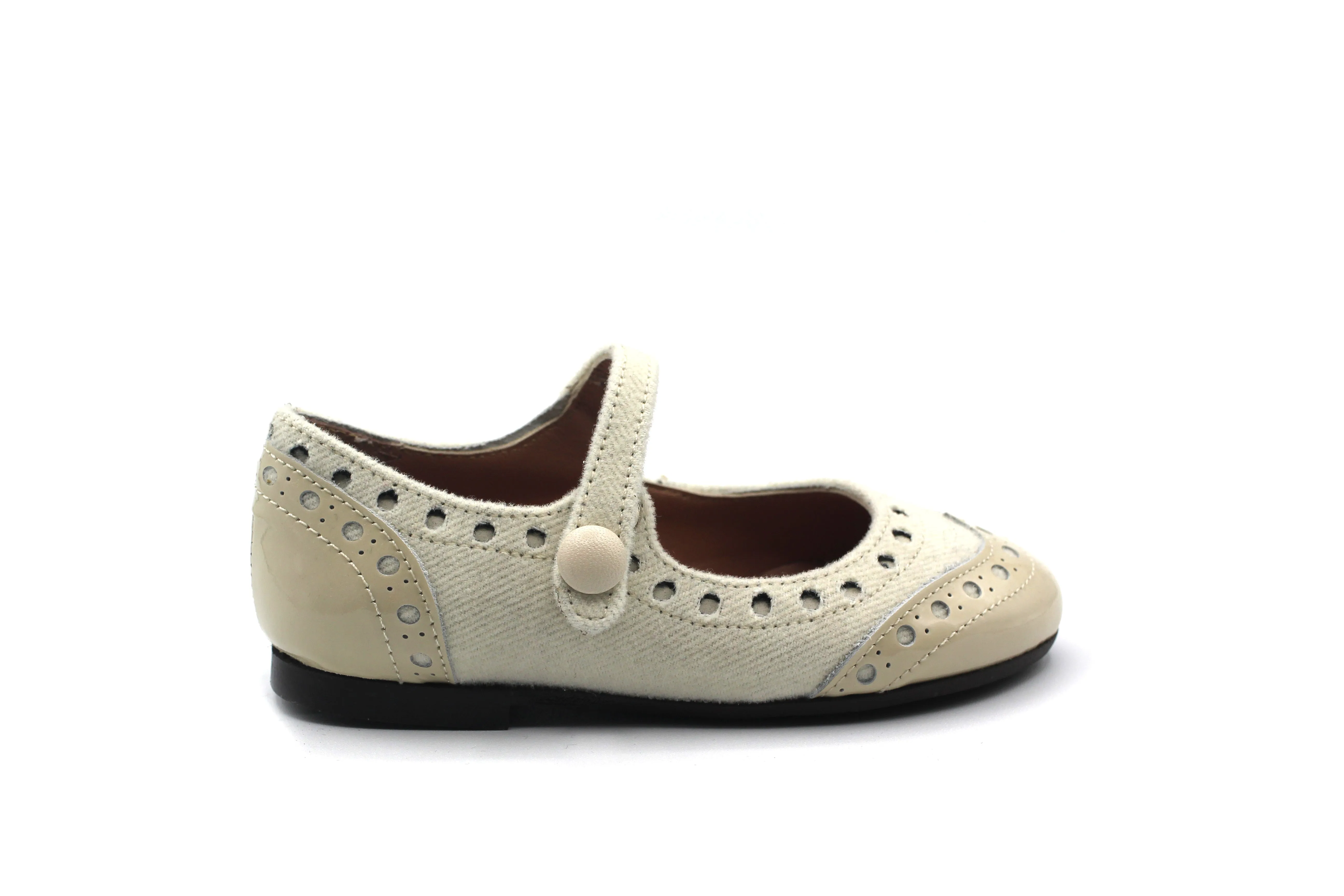 Papanatas Ivory Patent Tip Wingtip Mary Jane