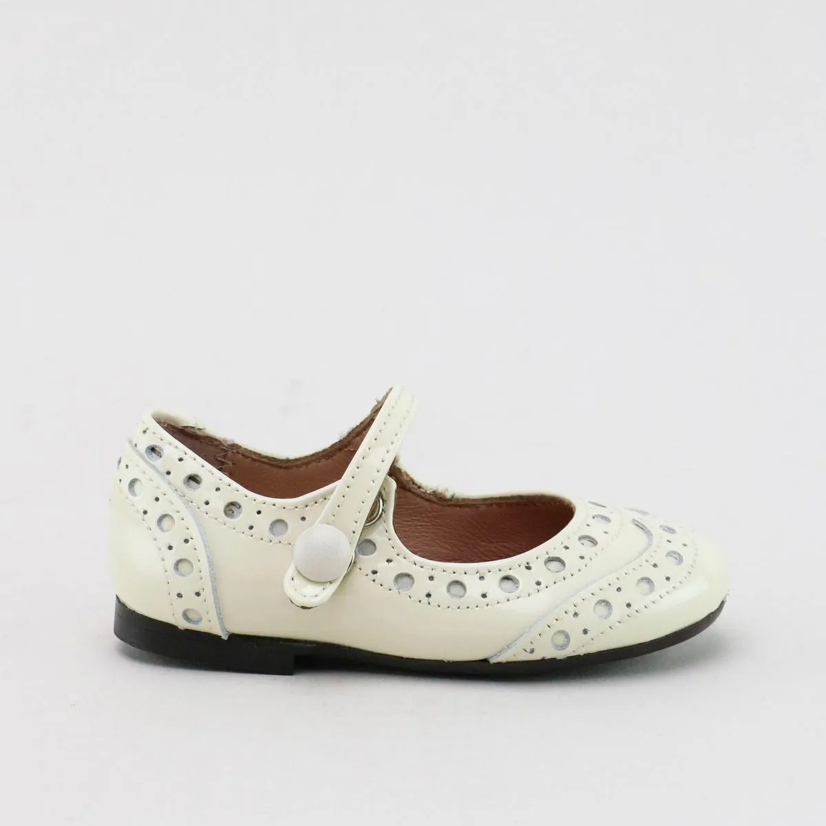 Papanatas Ivory Patent Wingtip Mary Jane