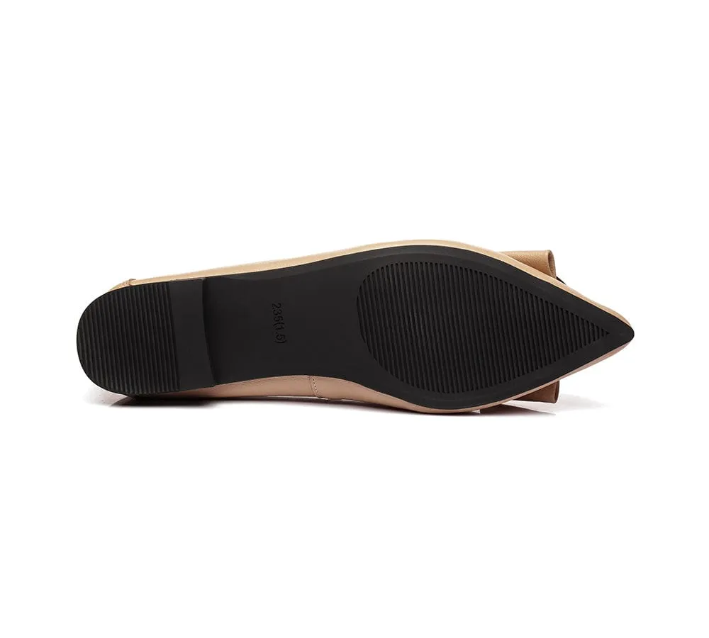 Pari Pointed Toe Ballet Flat With Metal Buckle Décor