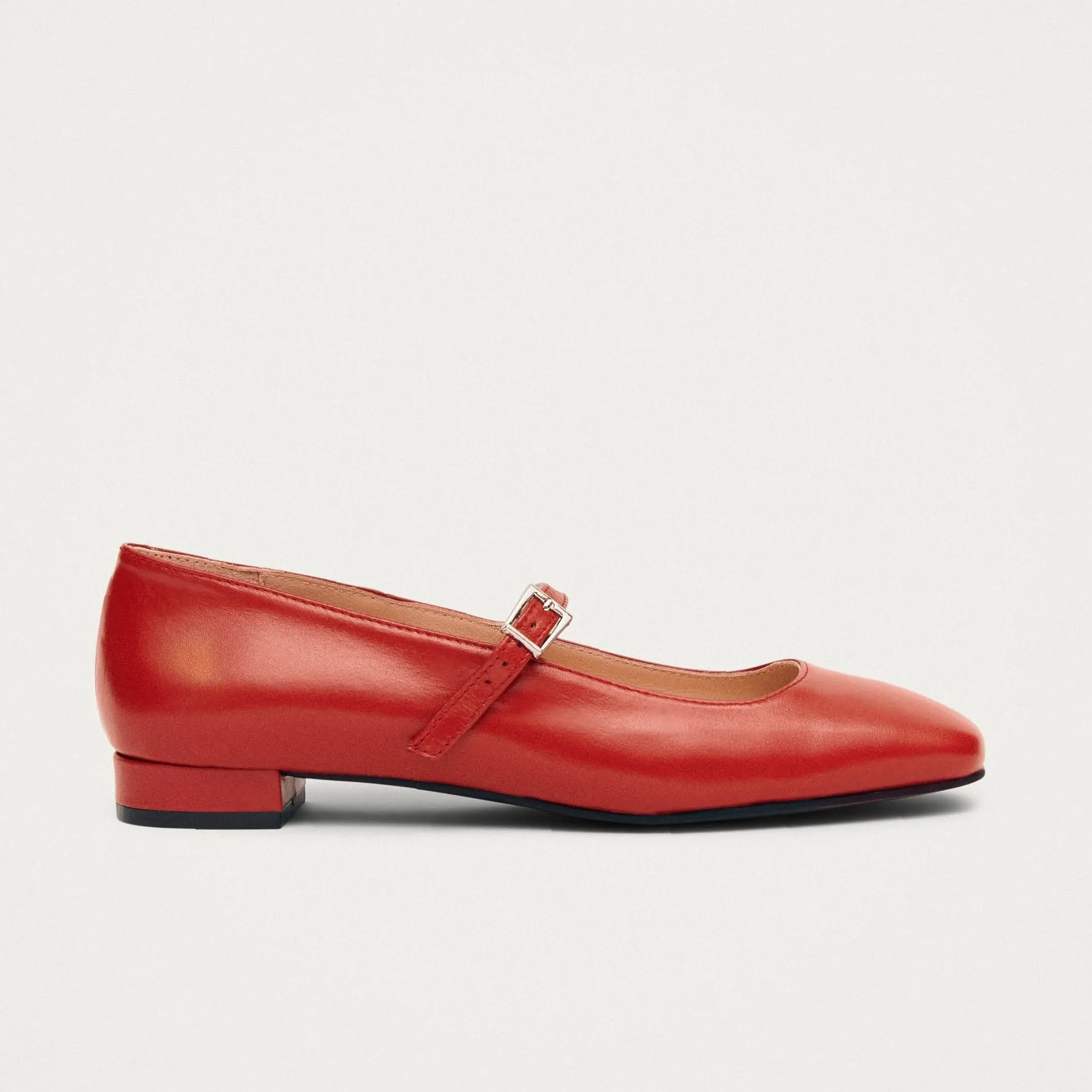 Por Do Sol Red Leather Ballet Flats