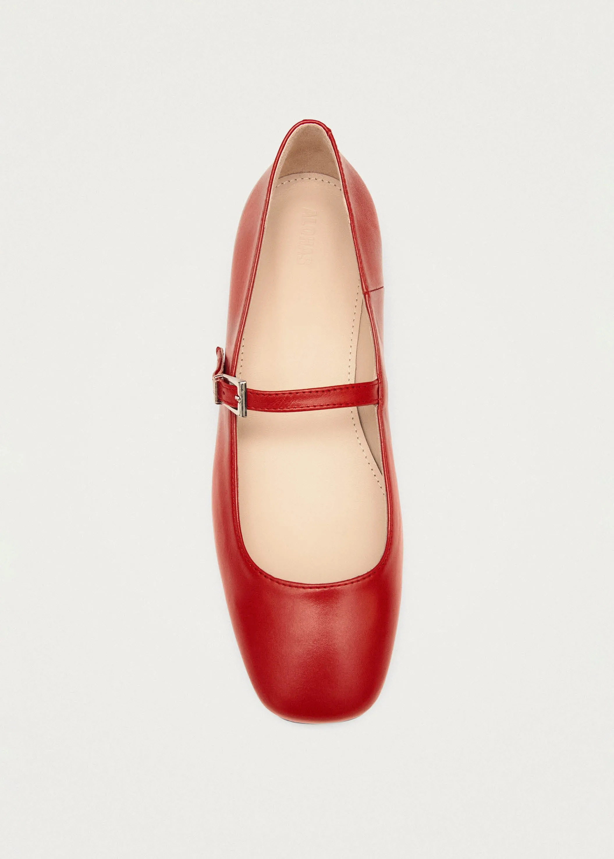 Por Do Sol Red Leather Ballet Flats