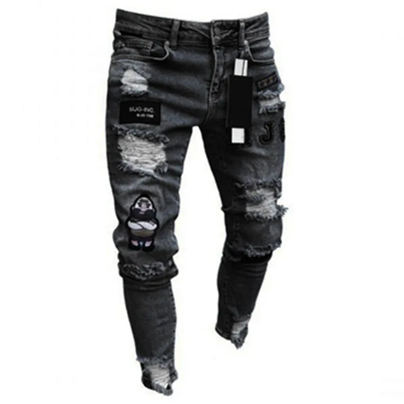 Ripped Zipper Denim Pants