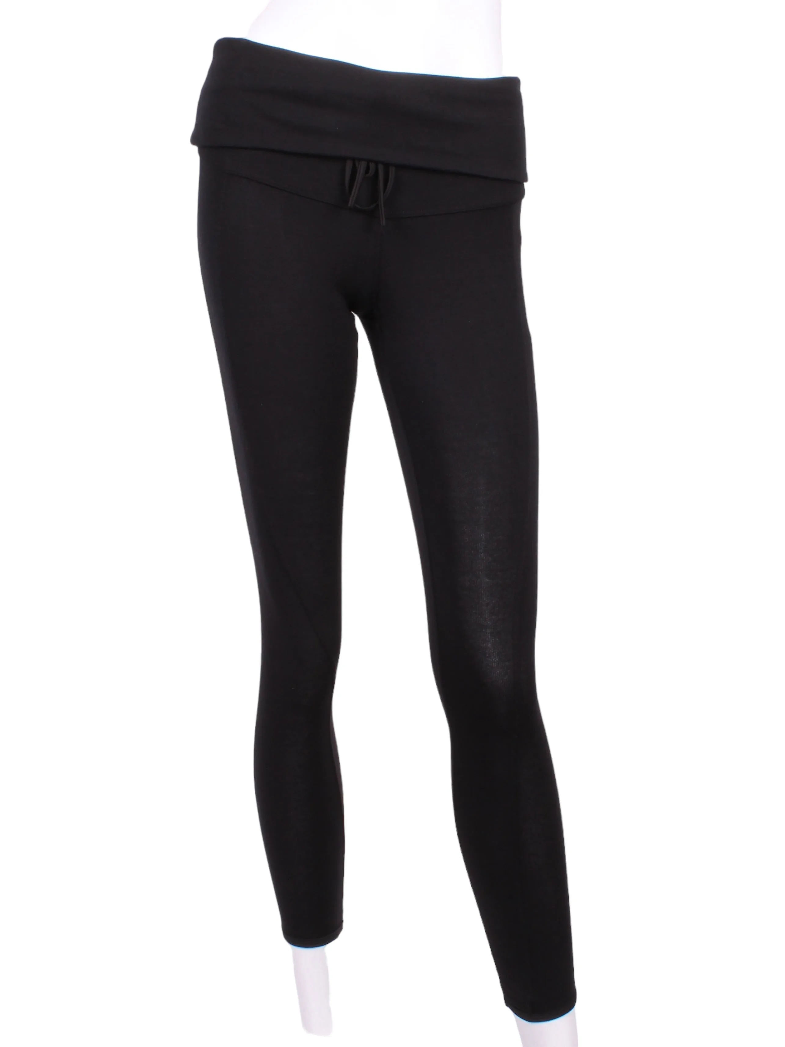 Roll Down Leg Lengthening Leggings Black With Back Pocket