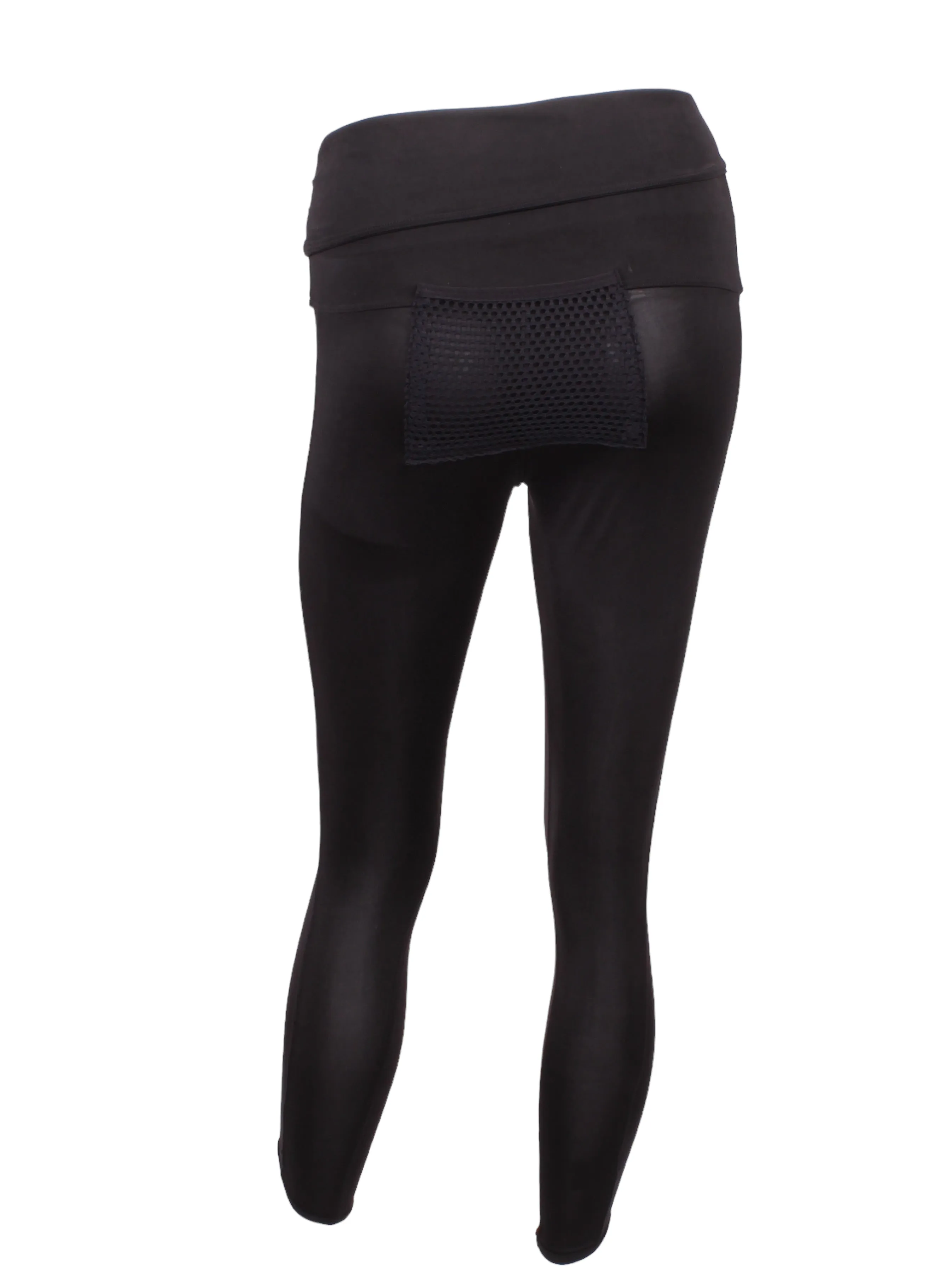 Roll Down Leg Lengthening Leggings Black With Back Pocket