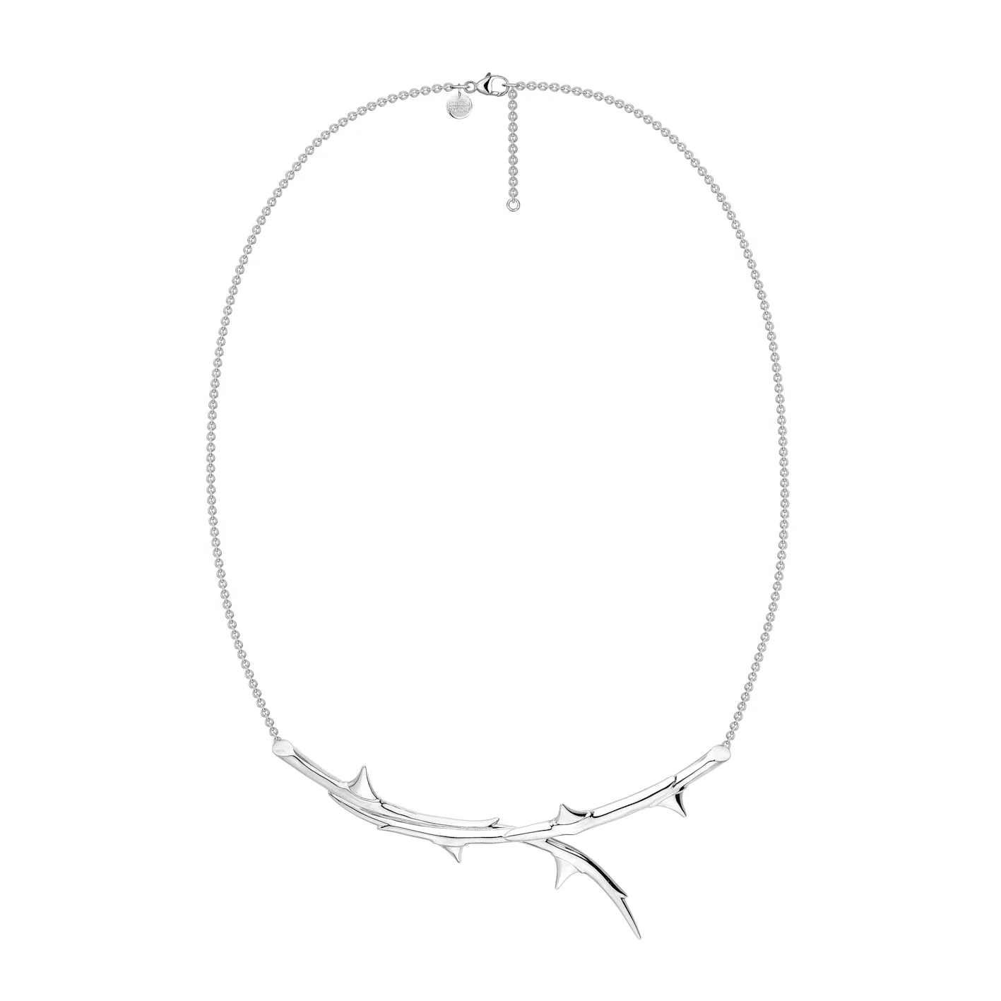 Rose Thorn Horizontal Necklace - Silver