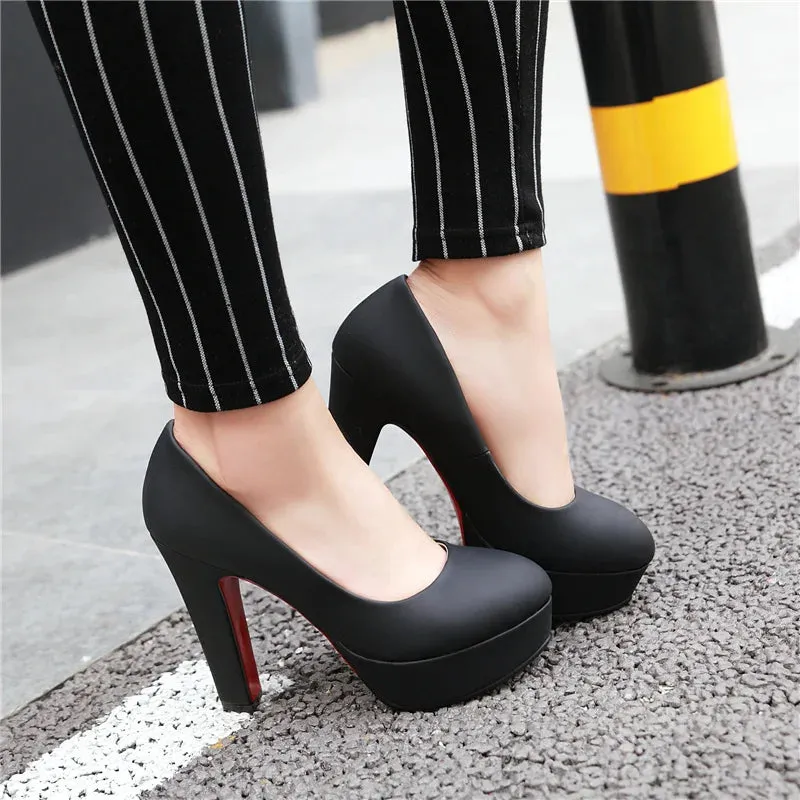 SGESVIER Hot 2021 Green Red Blue Heeled Shoes Women High Heel Platform Fashion Women's Heels Rounded Toe Office Party Shoe Pumps