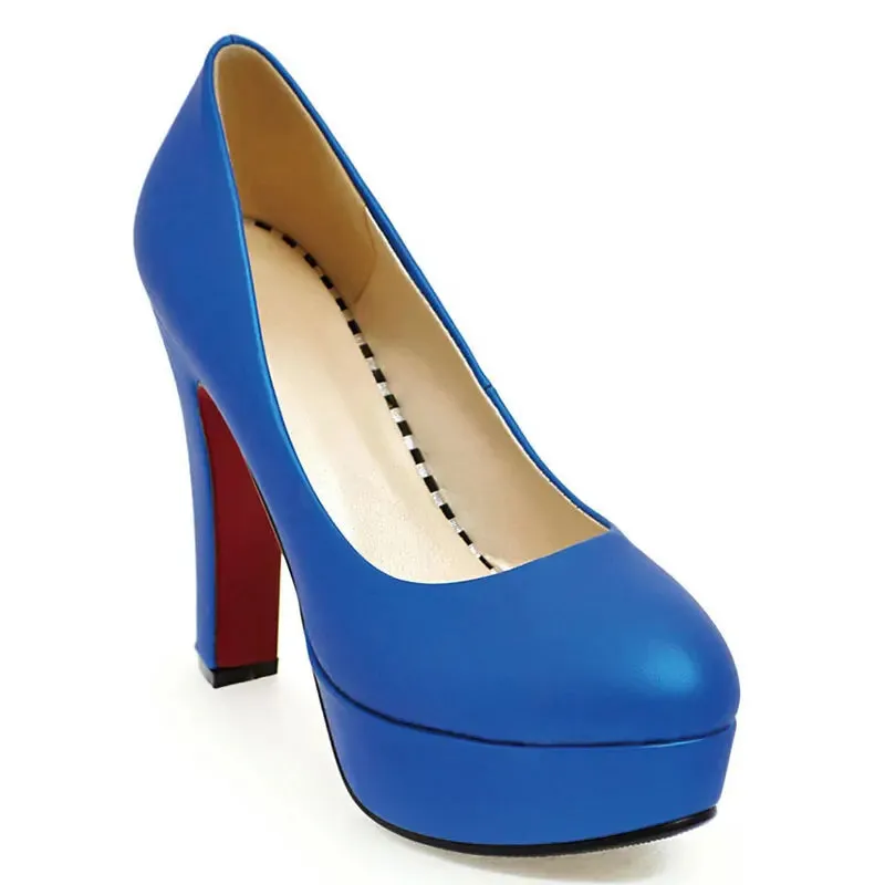 SGESVIER Hot 2021 Green Red Blue Heeled Shoes Women High Heel Platform Fashion Women's Heels Rounded Toe Office Party Shoe Pumps