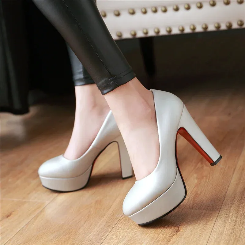 SGESVIER Hot 2021 Green Red Blue Heeled Shoes Women High Heel Platform Fashion Women's Heels Rounded Toe Office Party Shoe Pumps