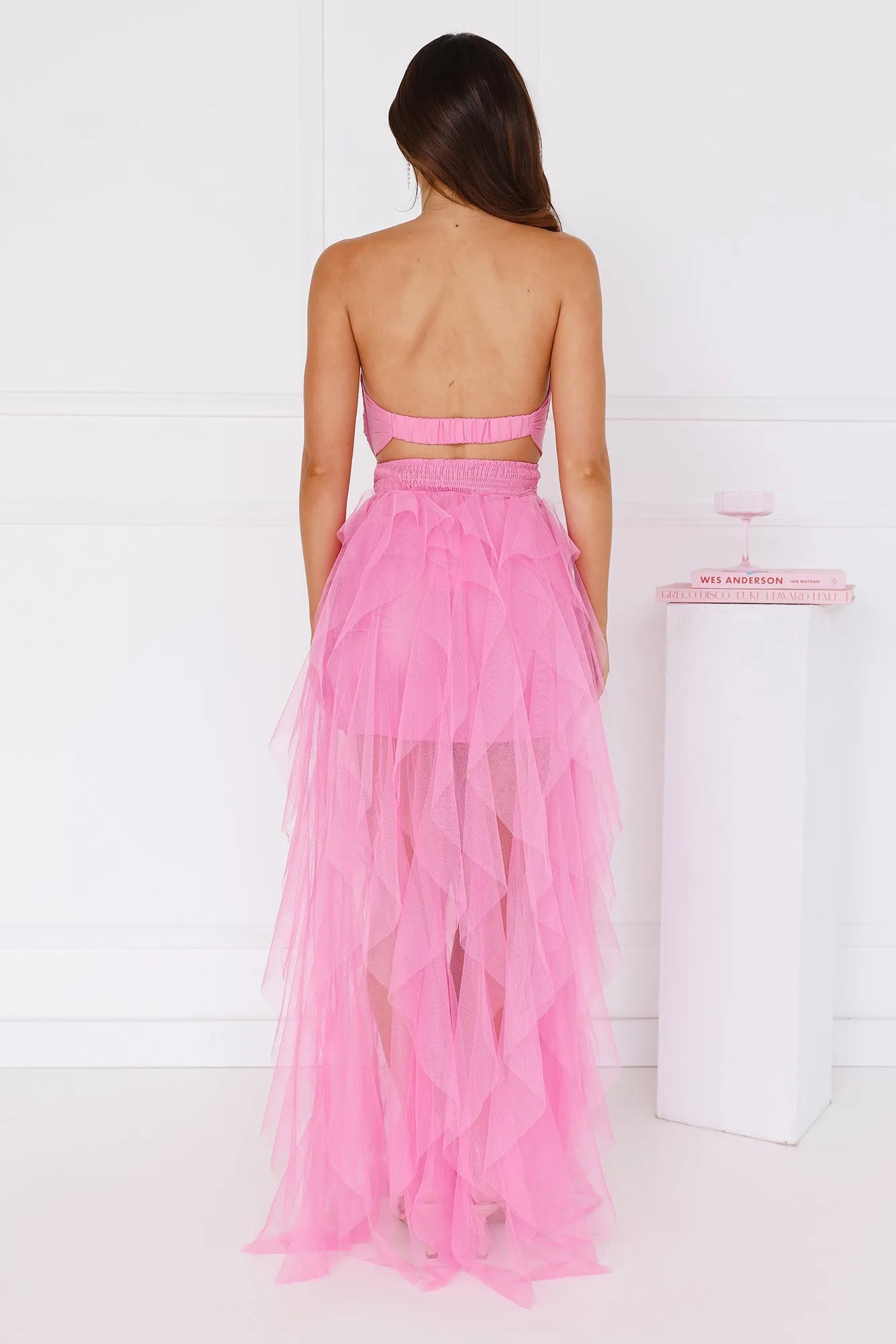 Statement Choice Strapless Tulle Maxi Dress Hot Pink