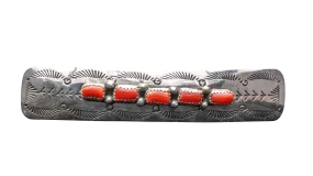 Sterling Silver Mediterranean Coral Barrette | Artisan Handmade