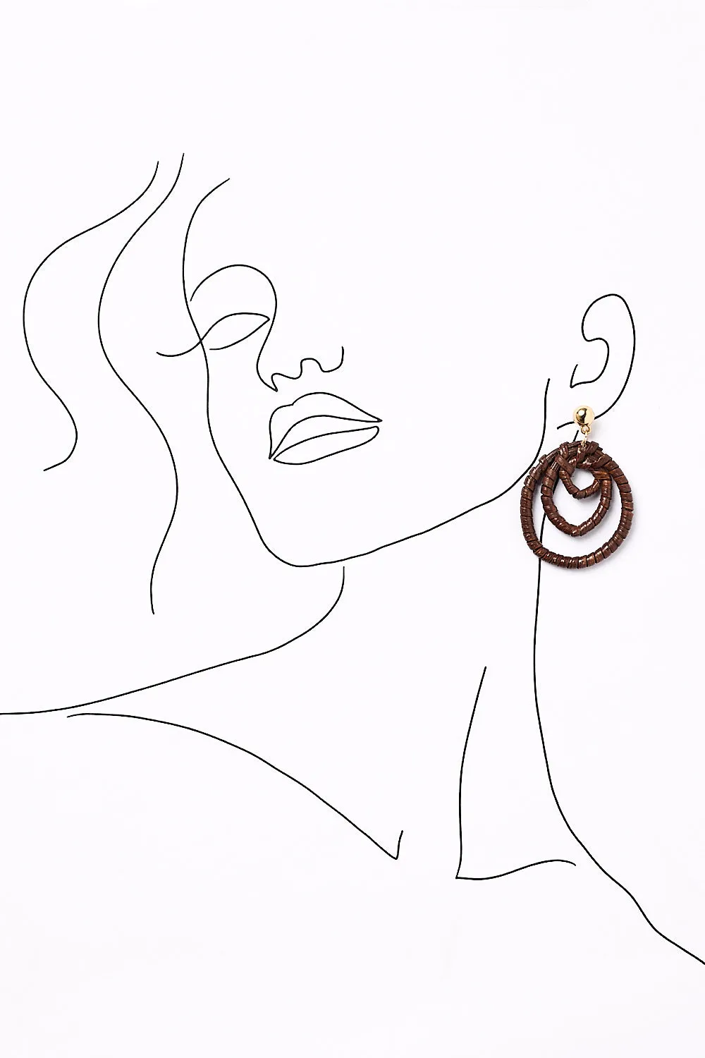 Three Hoop Drop Earrings in Brown