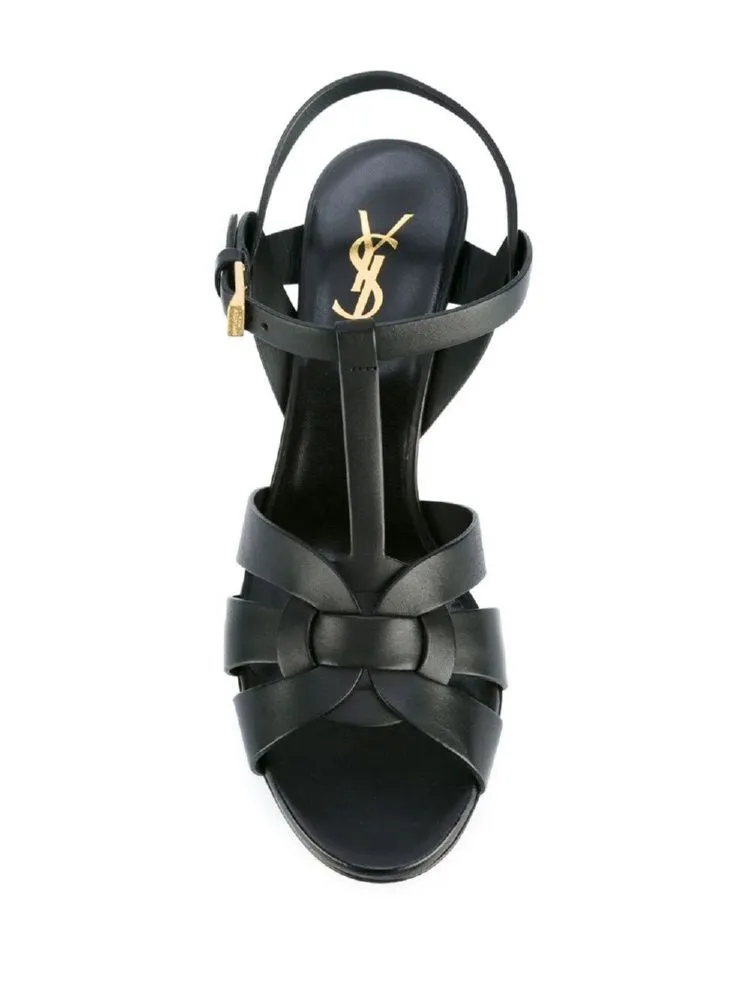 TRIBUTE HEELED LEATHER SANDALS