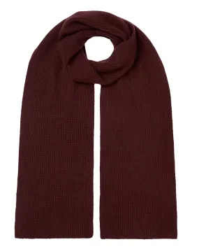 Unisex Short Ribbed Cashmere Scarf Claret Red