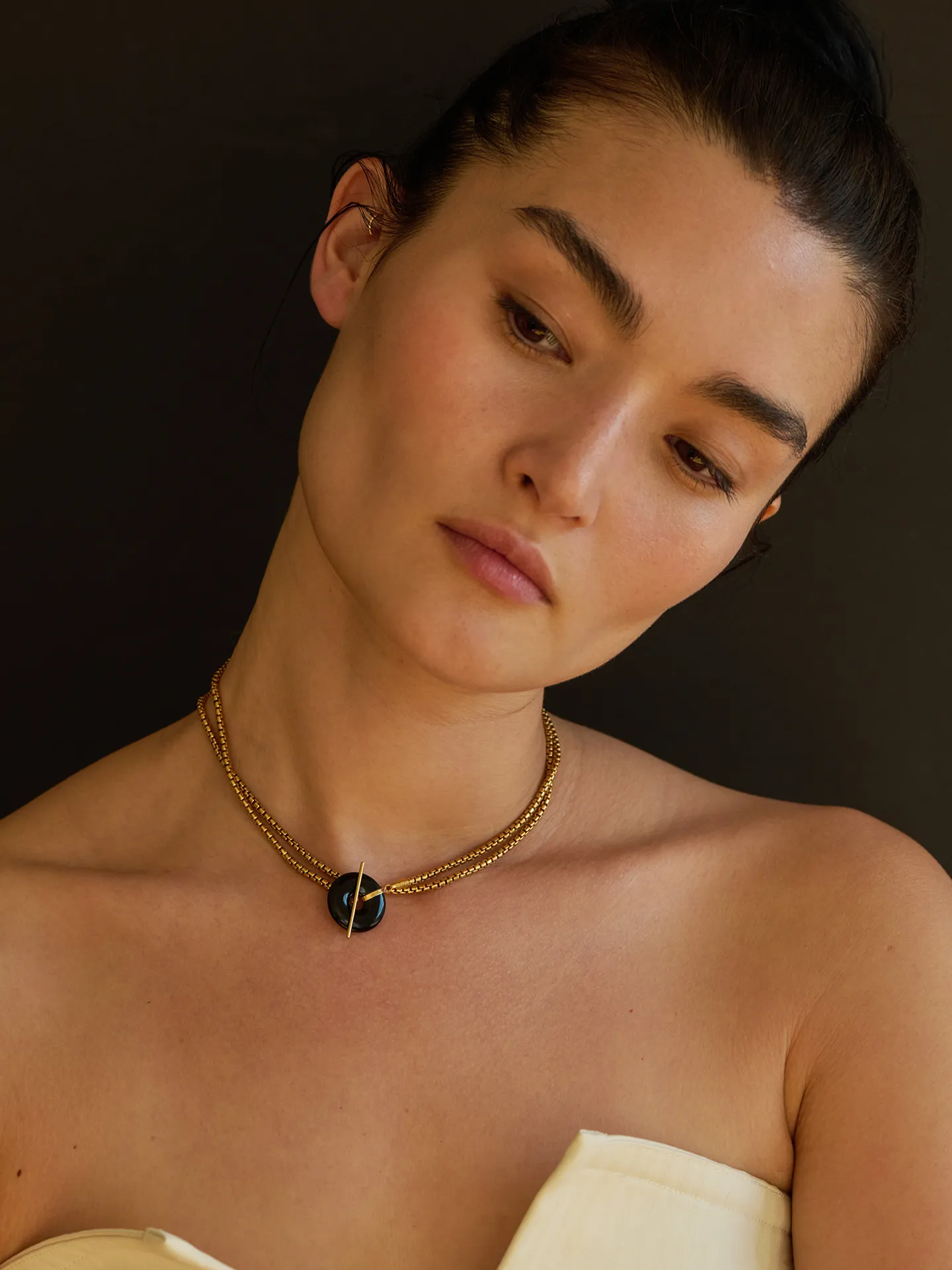 Vermeil Onyx & Toggle Wrap Necklace