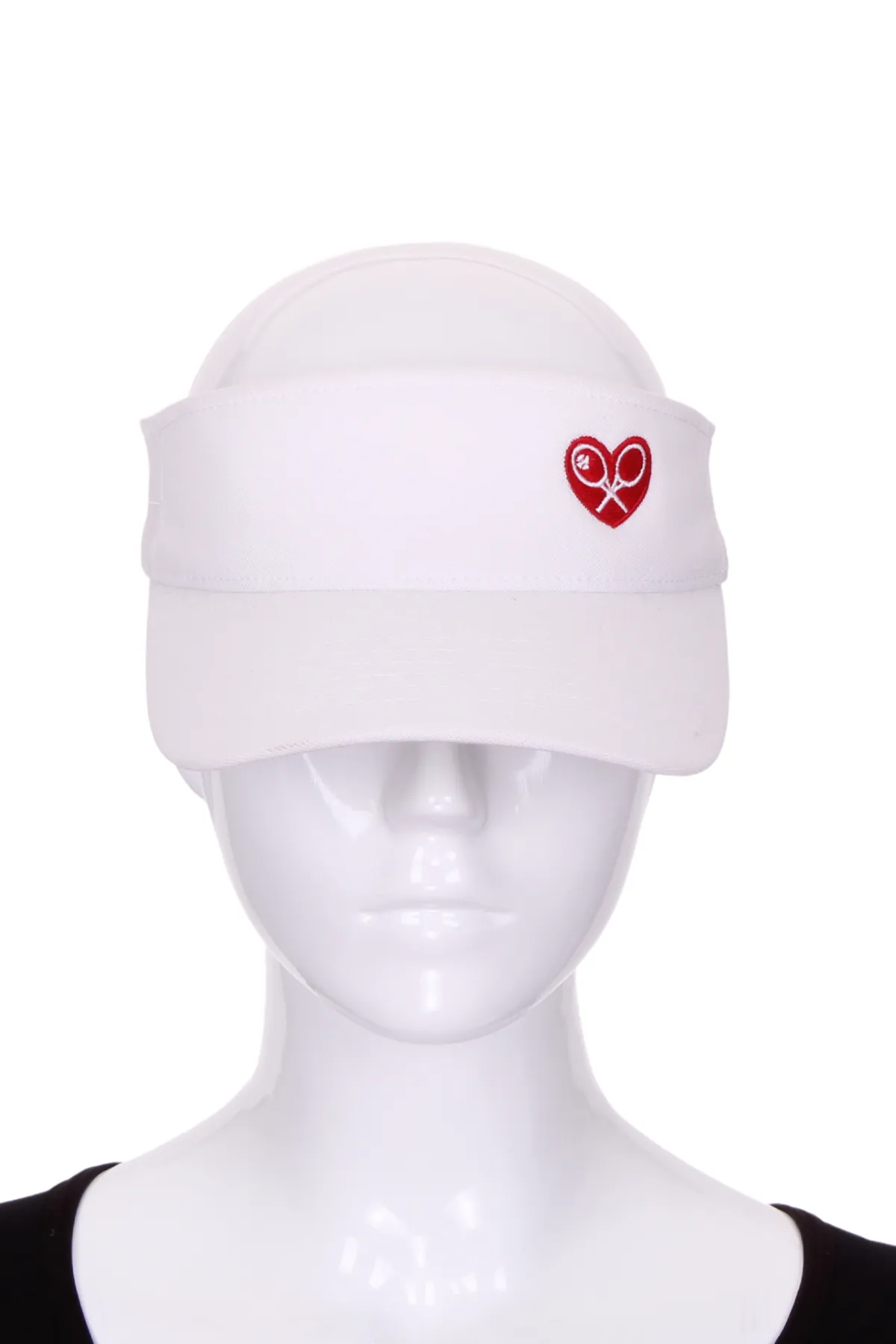 Visor White with Heart   Rackets Logo