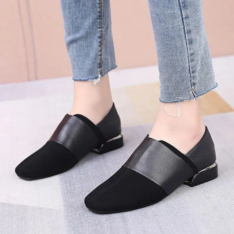 Women's Casual Shoes GRCL0324 Black Leather Soft Pumps Flats