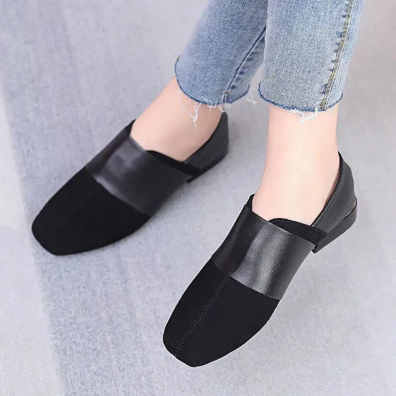 Women's Casual Shoes GRCL0324 Black Leather Soft Pumps Flats