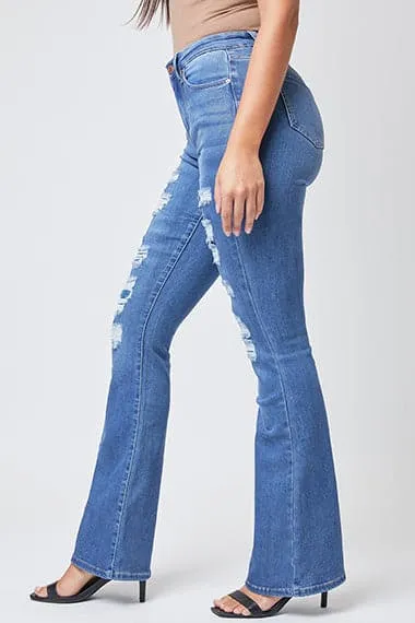 Women's Sustainable  Rip & Repair Flare Jeans-Sale