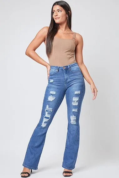 Women's Sustainable  Rip & Repair Flare Jeans-Sale